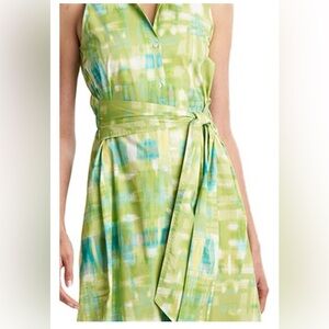 Natori Vibrant Green and Blue Midi Dress NWT